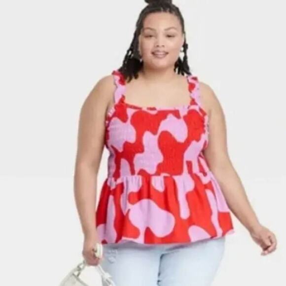 Ava & Viv Smocked Peplum Tank Top 3X NWOT - Picture 3 of 4